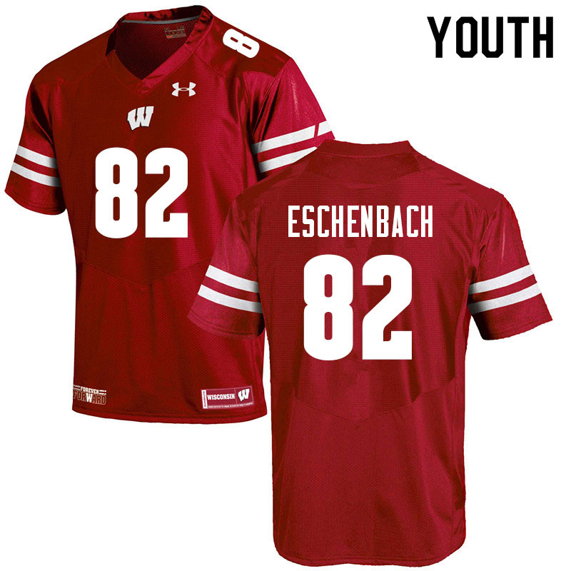 Wisconsin Badgers Youth #82 Jack Eschenbach NCAA Under Armour Authentic Red College Stitched Football Jersey HX40D64EB